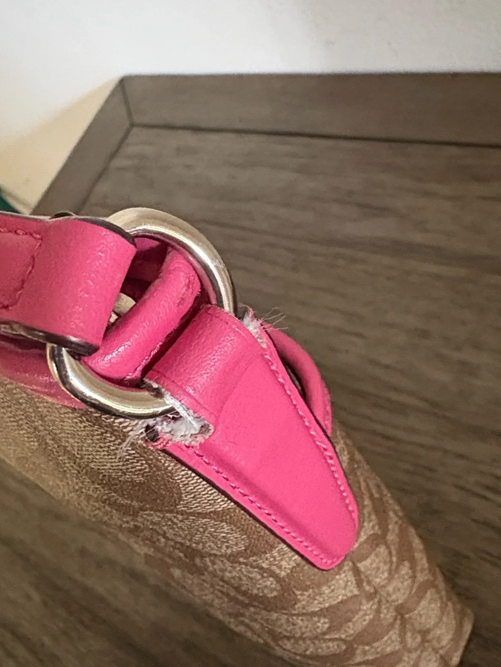[Coach] Signature File Adjustable Crossbody Coated Canvas Bag Purse Khaki/Pink - Picture 16 of 16